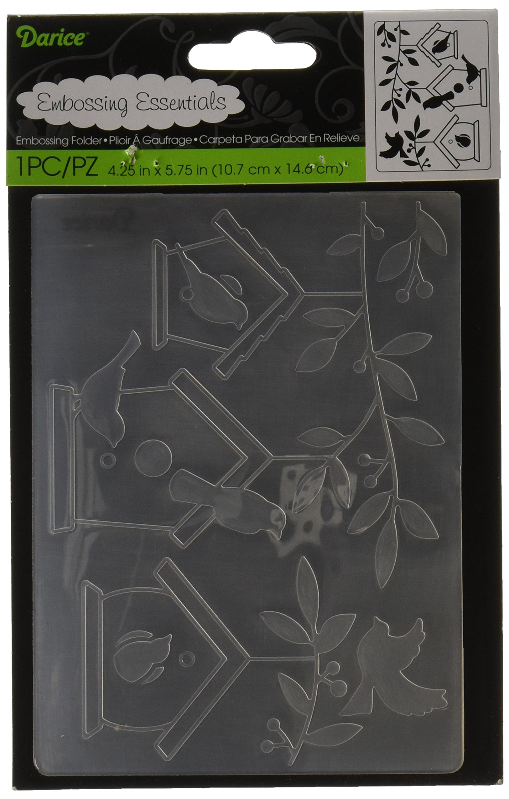Darice Embossing Folder 4.25 x 5.75-inch Birdhouses in Tree, Acrylic, Clear/White, 0.09 x 5.4 x 8 cm