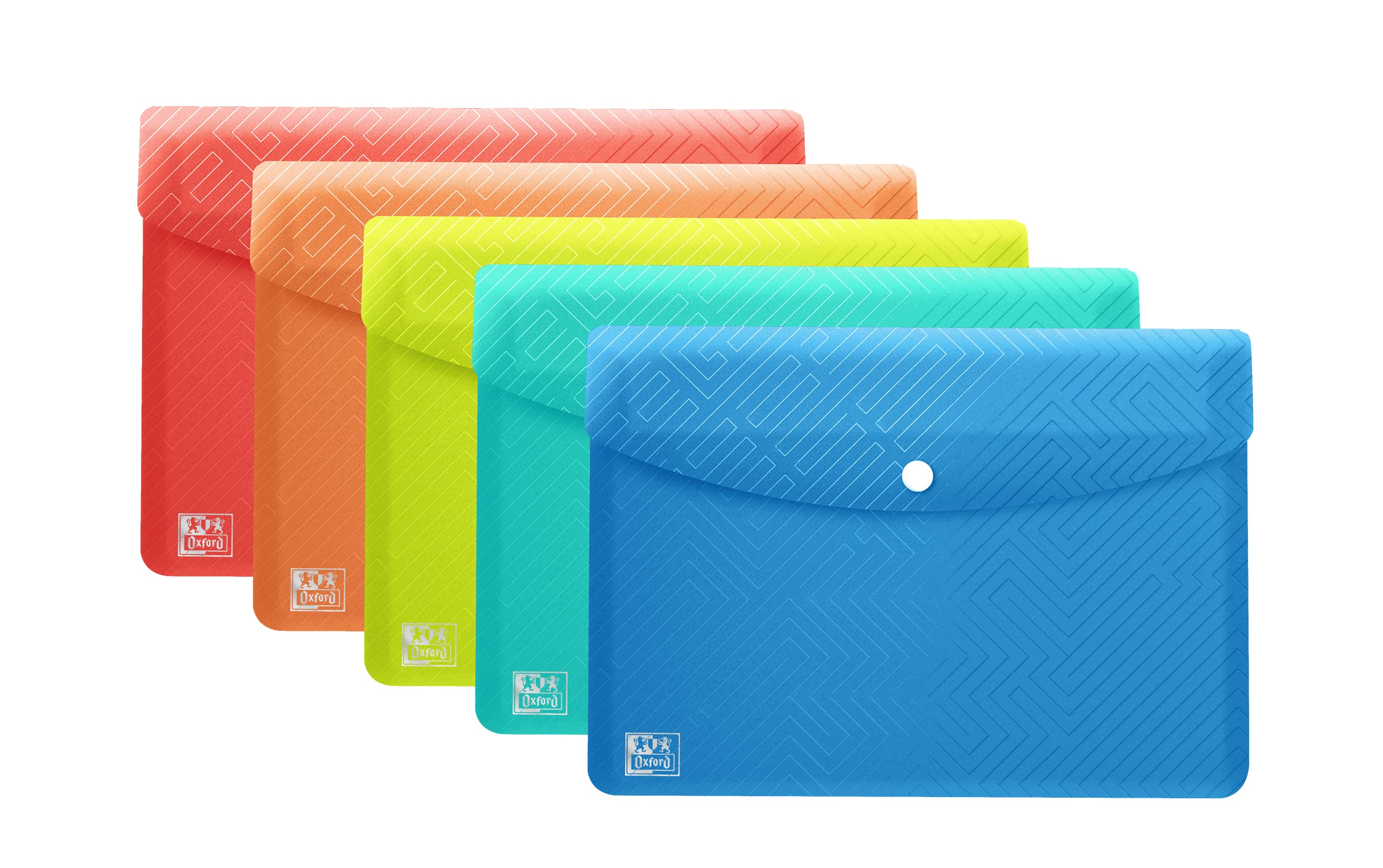 Oxford 5 x A6 Clear Plastic Document Wallets - 5 Colours