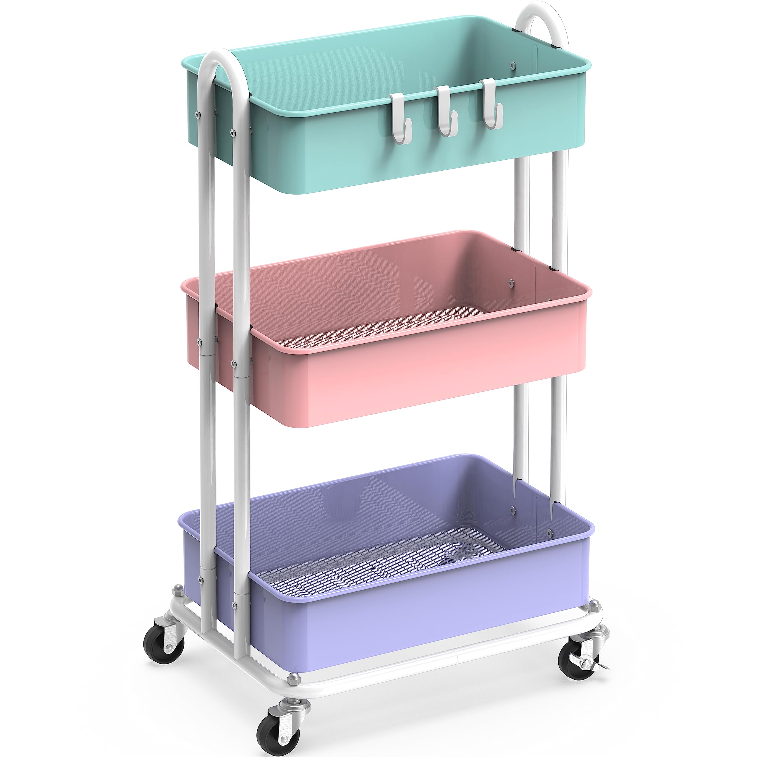 Photo 1 of **FACTORY SEALED** Simple Houseware 3-Tier Heavy Duty Metal Utility Rolling Cart, Multicolor