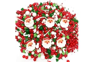 WERARU Santa Claus Sprinkles 7oz Candy Sugar Sprinkle Red and Green Sprinkles Cake Decorations Cupcake Toppers Cookie Decorating Ice Cream Celebrations