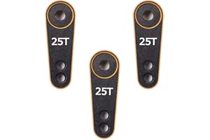 Raflot 3Pcs 25T Servo Horn Aluminum 25 Teeth Steering Servo Arm M3 Threads for TRX4 Axial SCX10 Yikong Futaba RC Crawler Truck (Black Gold)
