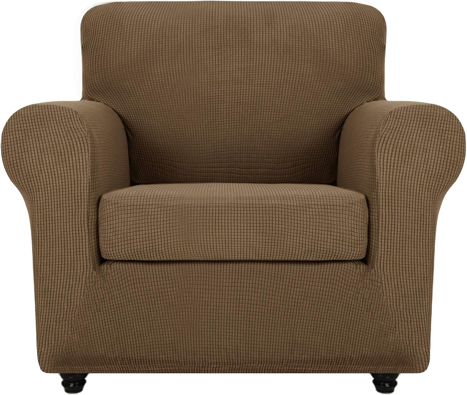 ZNSAYOTX Super Stretch Chair Slipcover Universal Sofa Chair Covers for Living Room Dogs Pet Furniture Protector Spandex Armchair Slipcovers with Anti Slip Foam Sticks (Brown, Chair): Kitchen & Dining