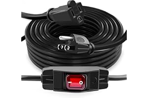 Knoweasy 16 Ft Outdoor Extension Cord with Switch On/Off: 14AWG 3 Prong Waterproof Cord, 15A 125V, Lighted Inline Power Switch for Electrical Equipment - Switched Extension Cord