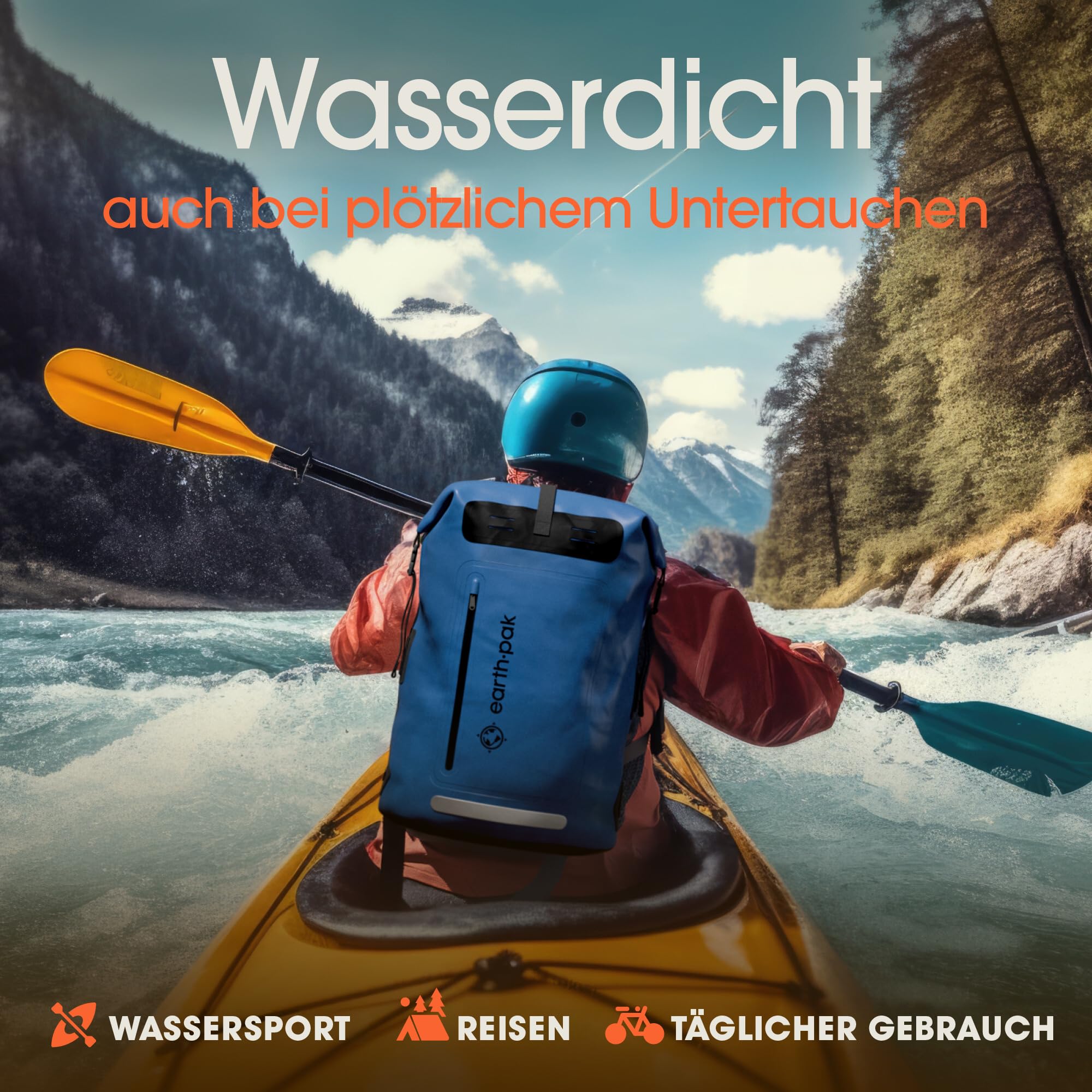 Wasserdichter Rucksack 55L - Rolltop Dry Bag - Kajak Angeln - Damen Herren 3