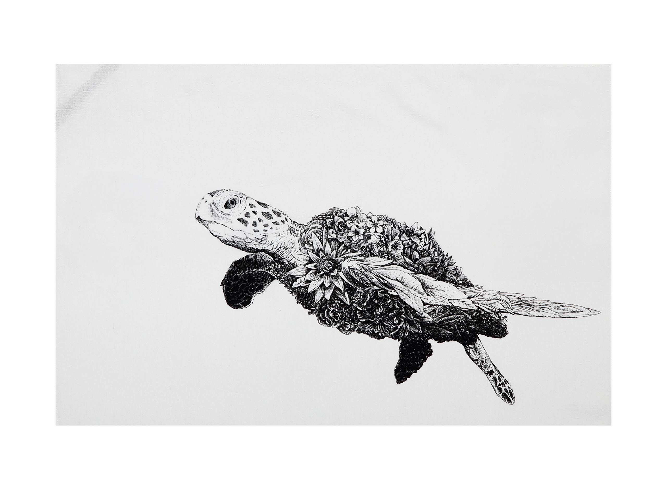 Maxwell & Williams Marini Ferlazzo Tea Towel with Green Sea Turtle Design, 1% Indian Cotton, White, 5 x 7 cm โ image 1