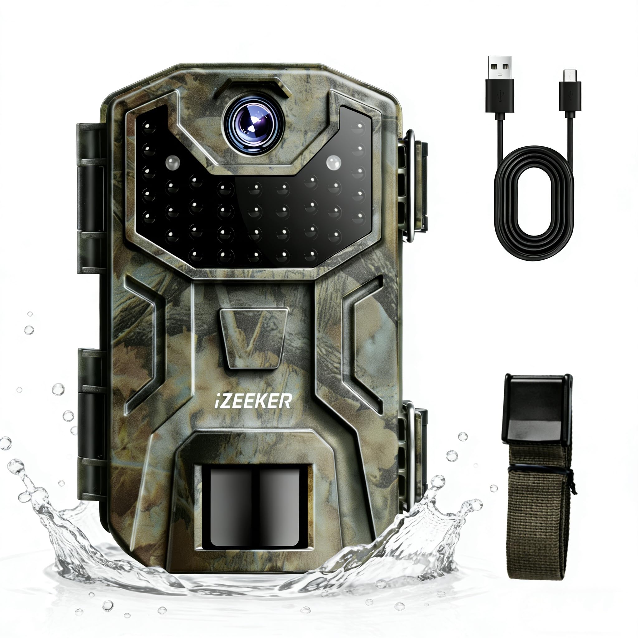 iZEEKER Wildlife Camera with Night Vision Motion Activated, HD Trail Camera with 940nm No Glow Infrared LEDs, Game Camera No WiFi IP66 Waterproof Night for Garden Wildlife Watching Security