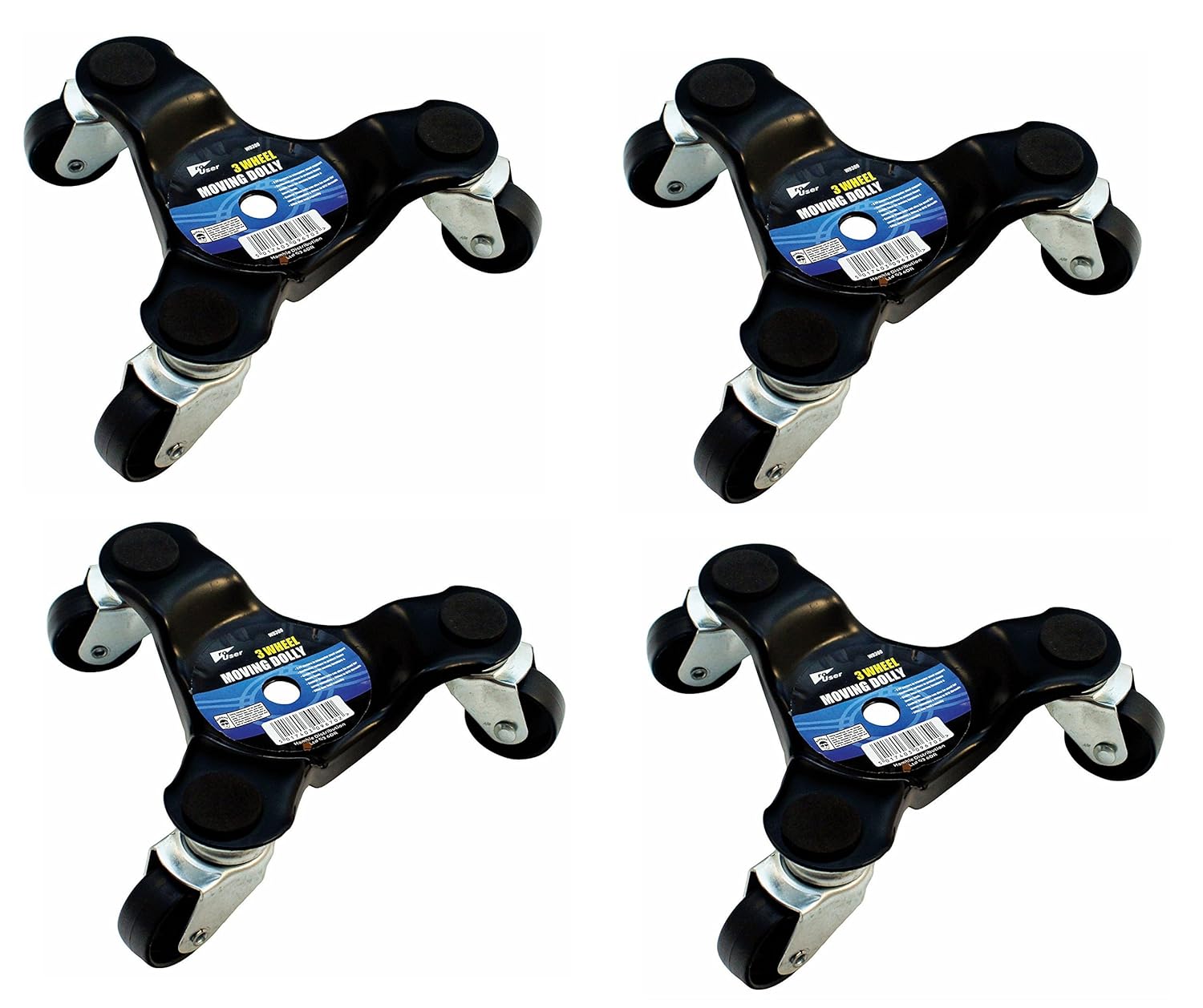 Set of 4 x 3 Wheel Moving Dolly Heavy Appliance Furniture Movers Castors