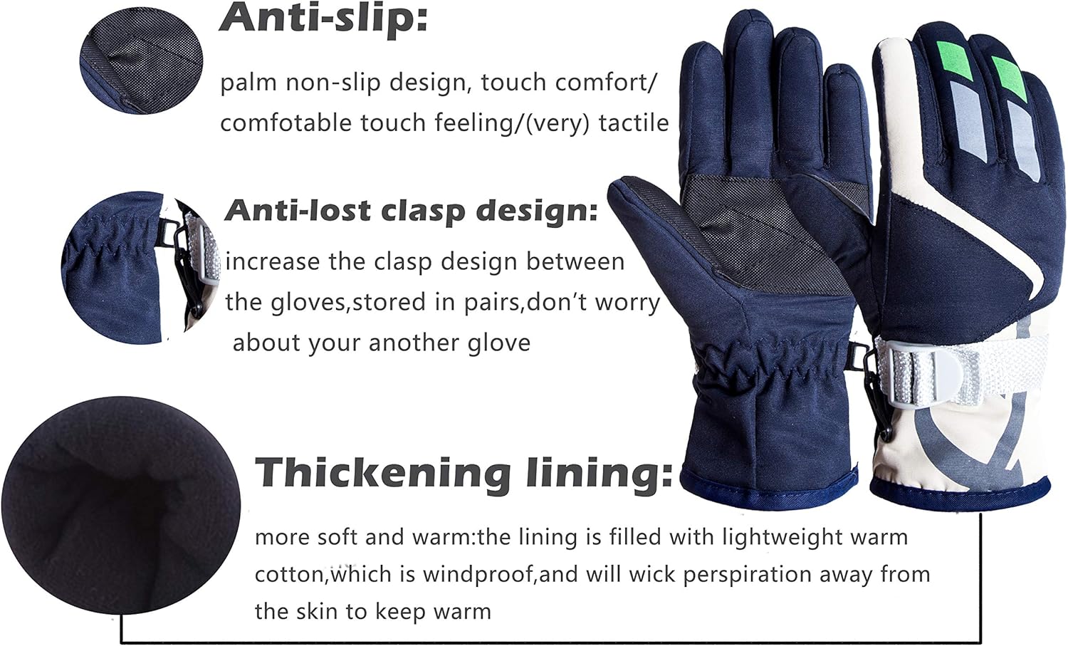 Kids Ski Gloves Winter Warm Lining Snow Cold Weather Windproof Waterproof Adjustable Gloves for Boys & Girls 2-5Years : Sports & Outdoors