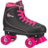 Roller Derby Roller Star 600 Women's Roller Skates - Black/Pink - Size 10 | Quad roller skates with supportive boots, durable chassis and smooth-rolling urethane wheels for indoor or outdoor skating.
