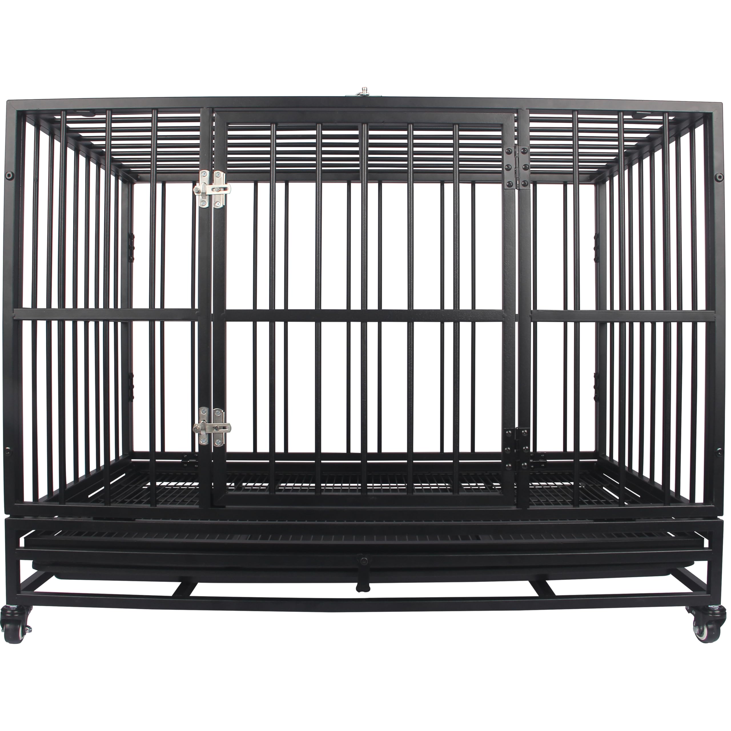 Photo 1 of MOFBEAWK Heavy Duty Dog Crate - Indestructible Large Dog Kennel, Dual Door, Safety Lock, Spacious & Removable Tray for Easy Clean (42" inch)