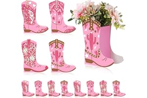 Memorywuu 12 Set Western Cowgirl Boots Flower Boxes Centerpiece Boot Shape Gift Boxes Party Decoration Vase Centerpieces for Tables for Rodeo Birthday Baby Shower Wedding Supplies