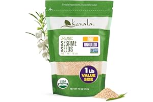 Kevala Organic Raw Sesame Seeds (Unhulled) – Gluten Free Seeds Perfect for Preparing East Asian Dishes, Ingredient for Making Tahini Paste at Home, Can be Used in Cooking and Baking, 1 lb, 16 oz