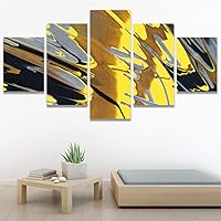 SIGNWIN 5 Panel Canvas Wall Art Modern Art Abstract Brushstroke Closeup Expressionism Expressive Modern Multicolor Oil Painting for Home Decorations Ready to Hang - 60