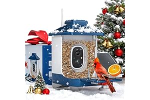 NAVFS Bird Feeder with Camera, AI Bird Identification, Full HD Live Video, Solar Powered, 2.4Ghz WiFi, Nstant Arrival Alerts - Best Gifts for Bi rd Lovers