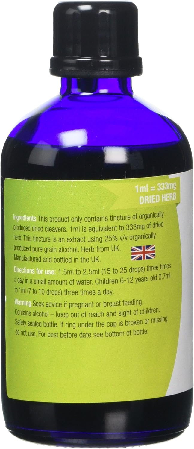 Organic Herbal Remedies 100ml Cleavers Tincture, Blue Bottle, 100 ml (Pack of 1) - Image 4