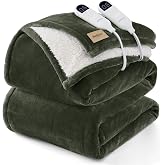 Bedsure HeatX Heated Blanket Queen, Green Dual Control Electric Blanket | Preheat Function, ReflexHeat Fast, Even Warmth, 6 Heat/Timer, Auto Shut-Off, ETL/FCC, Stitchless, Machine Wash, 84"x90"