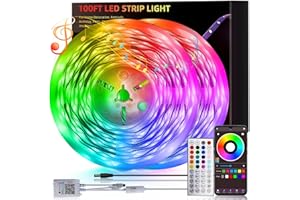 HBOWMDJIA 100ft Led Lights for Bedroom, Led Strip Lights Music Sync Corlor Changing, Led Light Strip with Remote & App Control RGB Strip, Led Lights for Room Dorm Home Classroom Ceiling Decor
