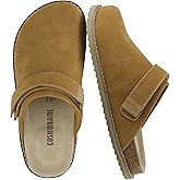 CUSHIONAIRE Boulder Genuine Leather Clogs for Women, Adjustable Swivel Back Strap Slip On Womens Shoes with Memory Foam Footbed