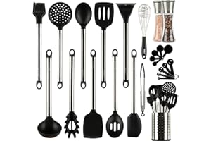 Smirly Silicone Kitchen Utensils Set with Holder: Silicone Cooking Utensils Set for Nonstick Cookware, Kitchen Tools Set, Silicone Utensils for Cooking Set