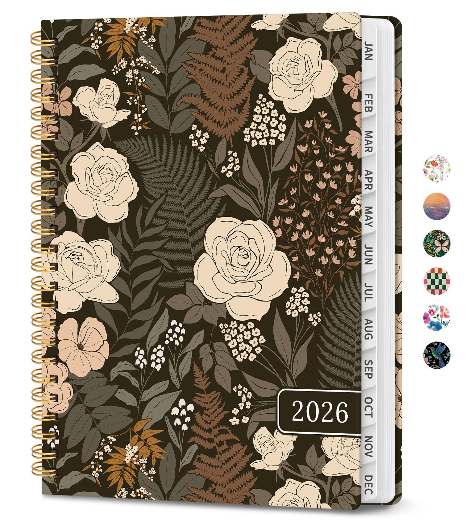 Photo 1 of 2026 Planner, Weekly and Monthly Calendar Planner for Women, Jan 2026 - Dec 2026, Hardcover Planning Agenda book with Tabs, Spiral Bound, Inner Pocket, Perfect for School Office Supplies, 6.3" x 8.5" - Wild Rose