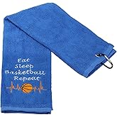 PXTIDY Basketball Theme Workout Towels Basketball Player Gift Eat Sleep Basketball Repeat Embroidered Sports Towel Basketball Coaches Team Gift Basketball Dad Towel (Sport)