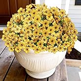 WYOK 14 Bundles Artificial Flowers UV Resistant for Patio Outdoors Fake Faux Silk Plants Realistic Plastic Flowers Indoors Porch Window Home Decoration (14, Yellow)