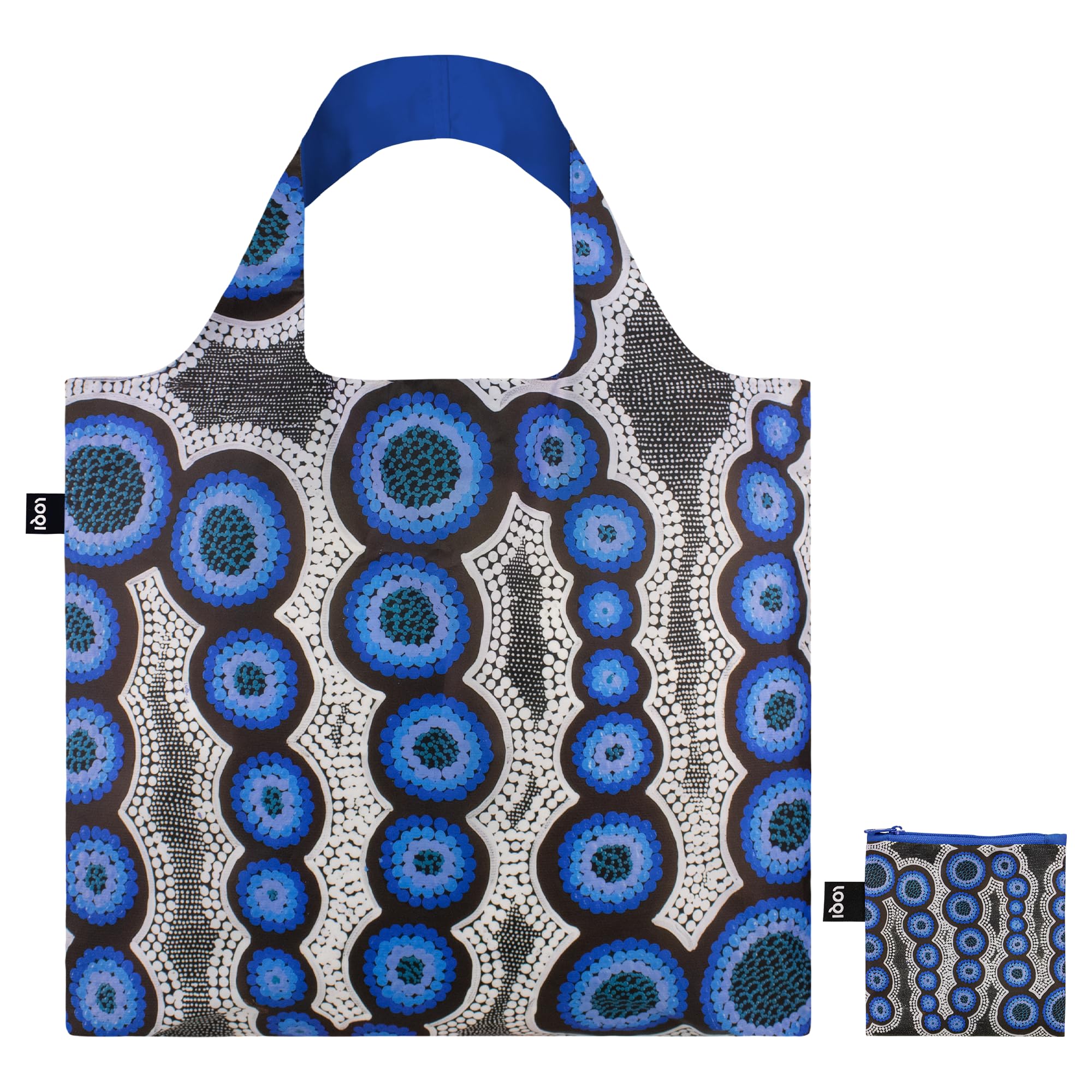 LOQI Kirsten Nangala Egan - Water Dreaming Blue Recycled Bag