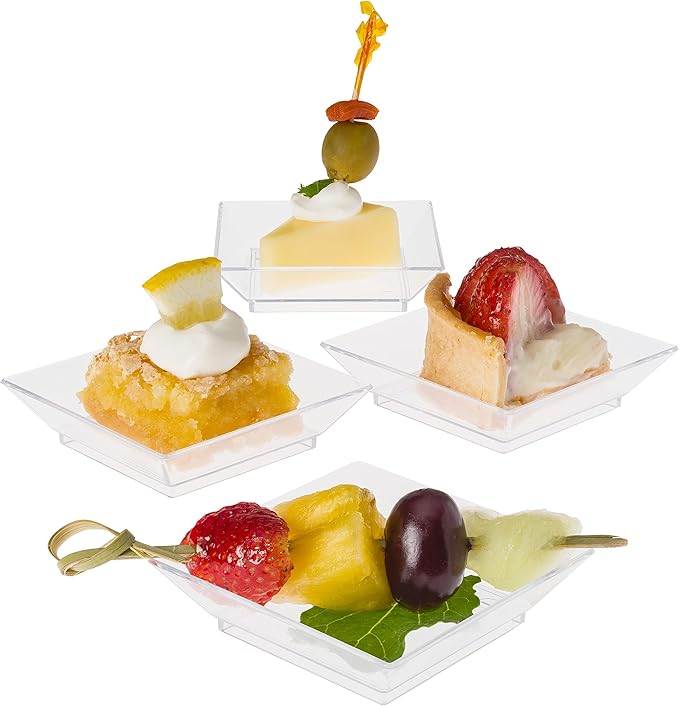 Prextex Mini Dessert Plates 2.5"x2.5" 100 Sturdy Square