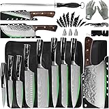 FULLHI 14pcs Japanese Knife Set & 3pcs Forged