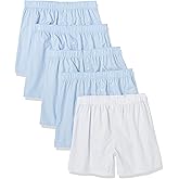 Amazon Essentials Men's Woven Cotton Boxer Short Underwear (Available in Big &Tall), Pack of 5