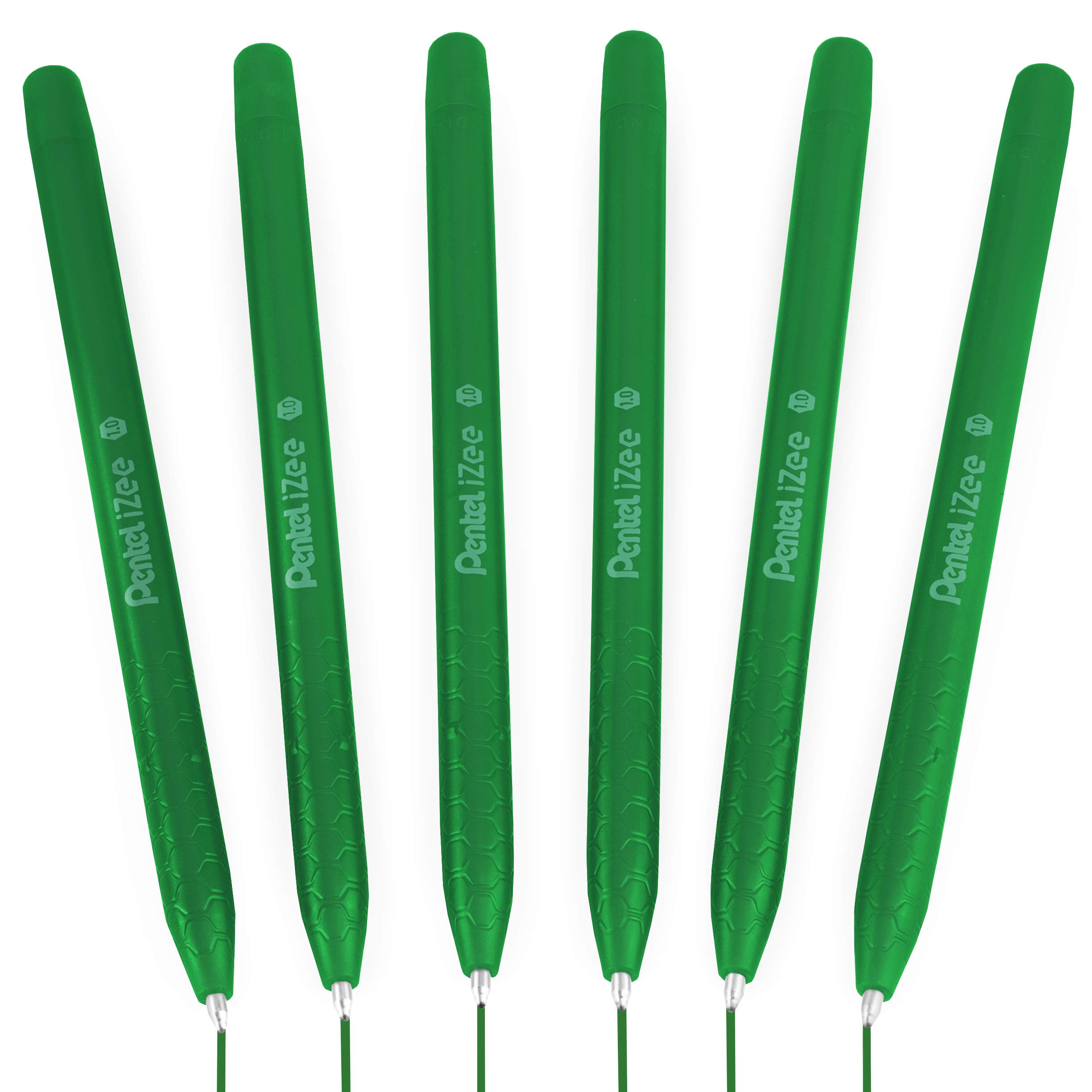 Pentel iZee BX460 Stick Ballpoint Pen - 1.0mm Nib - Green Ink - Pack of 6