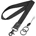 Fishent Stretchy Neck Lanyard, Cute Keychain Lanyard for Women Men Teacher, Long Lanyard for ID Badge Holder, Badge Lanyards for Keys Wallet Phone (Black)