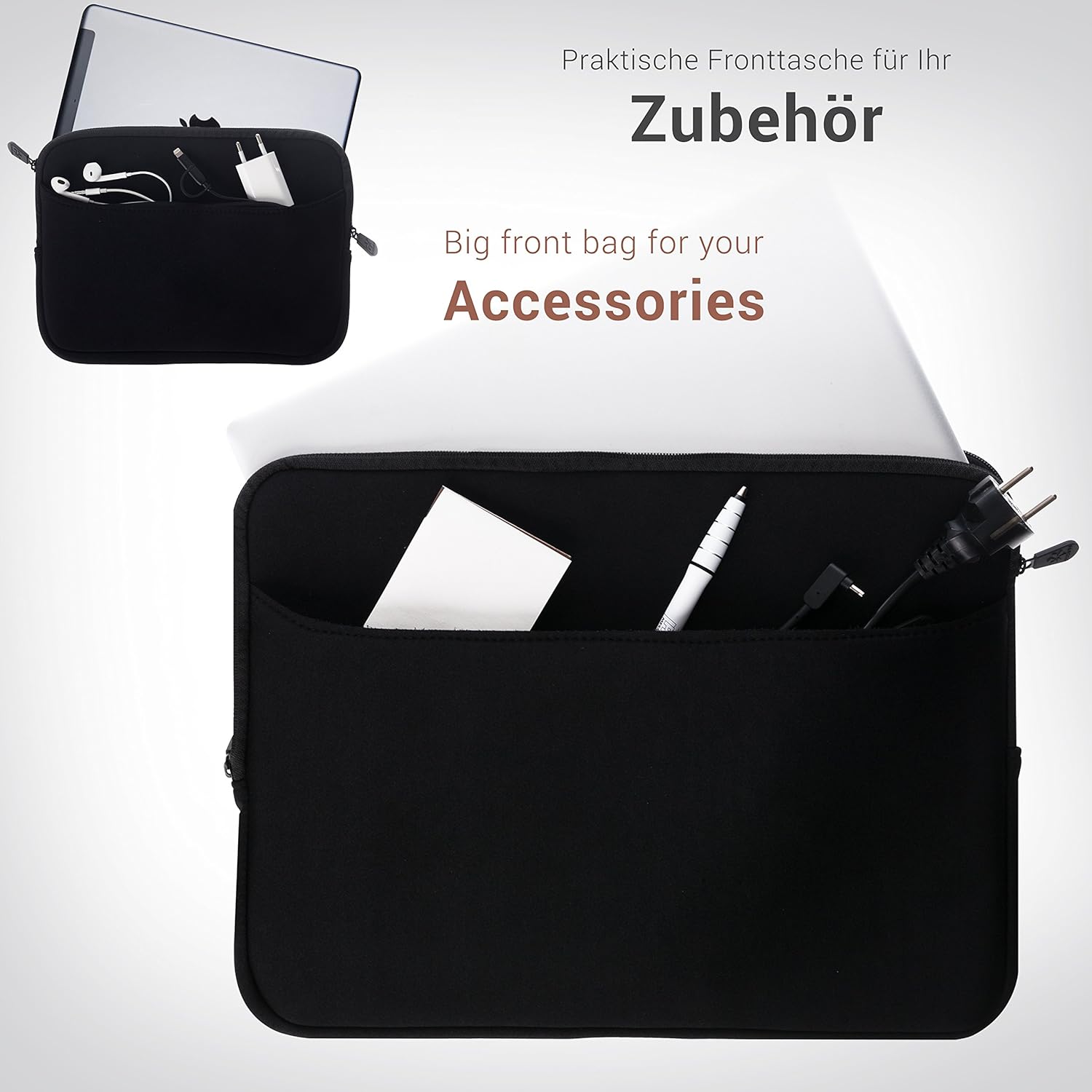honju DarkRoom Neoprene Bag/Sleeve for 10" Tablet/Notebook/Netbook/Laptop/Ultrabook - black [Big front bag - Image 3