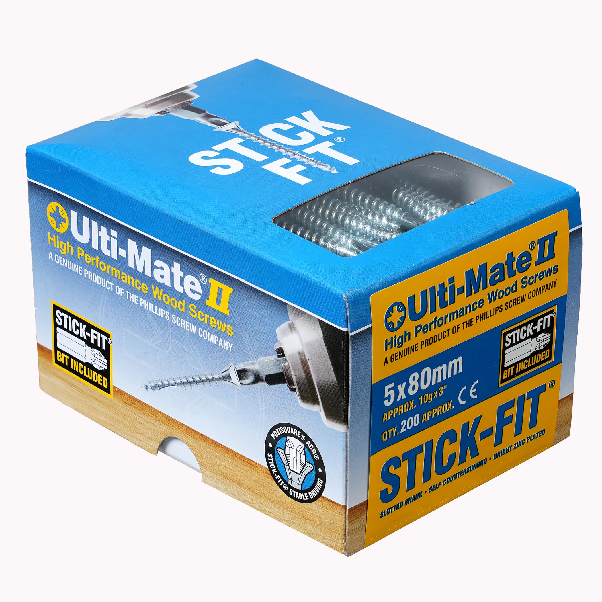 Ulti-Mate Woodcrews - Bright Zinc Plated - 5.0 x 80mm - Box of 200 — image 1