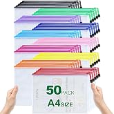 TUXIYA 50pcs 10 Colors Mesh Zipper Pouch Bags,A4 Letter Size, Mesh Bags | Waterproof Zipper Bags for Board Games &amp; Puzzles,Plastic Zip File Bags for Office School Supplies,Toys and Travel Storage