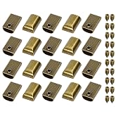 ONLYKXY 20 Pieces Metal Zipper Stopper, Rectangle Style Zipper Tail Clip (Bronze)