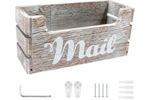 Kaimenhong Mail Organizer, Wall Mount or Countertop, Vintage Wooden Mail Holder, Light Grey