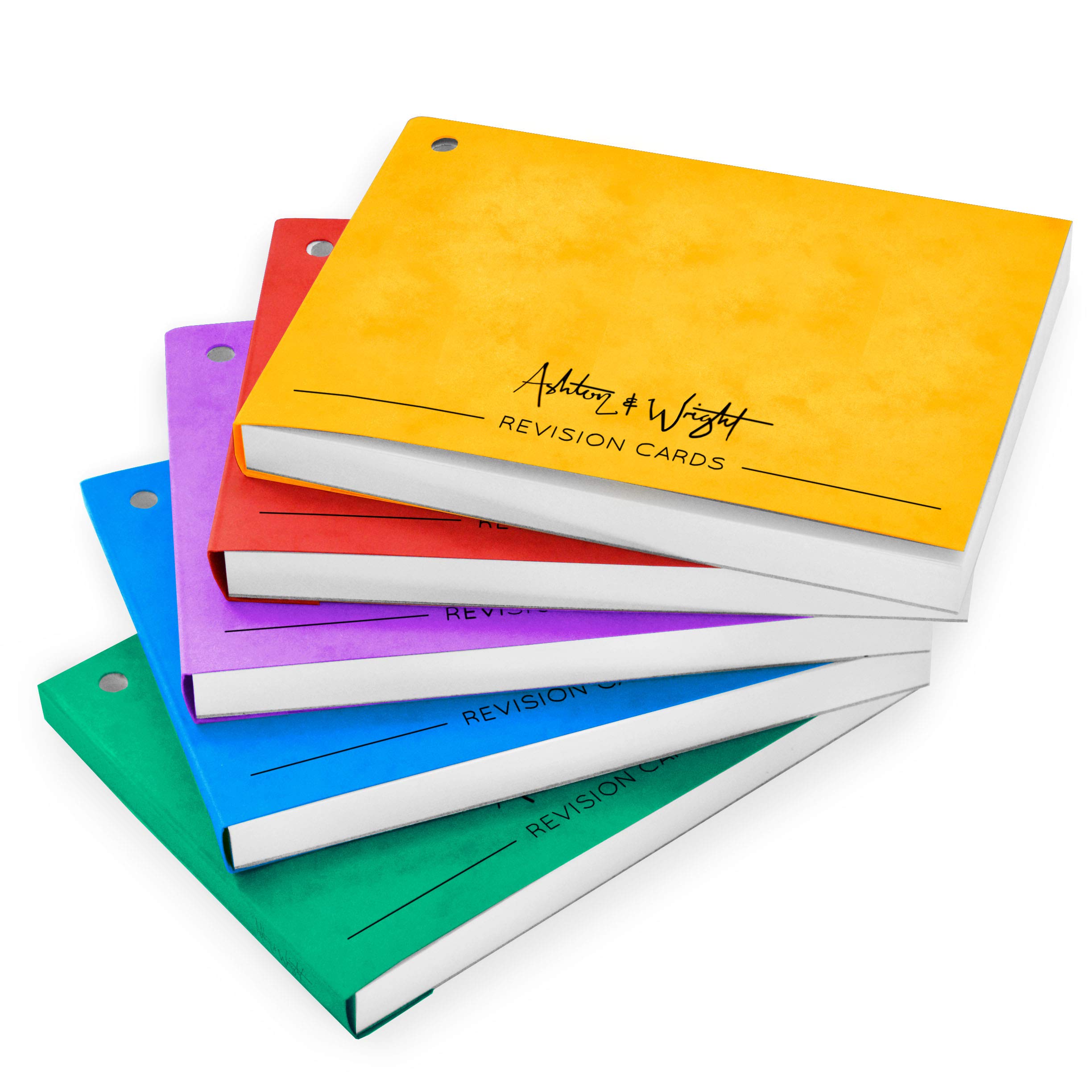 Ashton and Wright Revision Cards Book - Record Cards - Gummed Spine - 14.9 x 10.8cm - 50 Sheets - Mottled Cover - 1 of Each Colour - Pack of 5