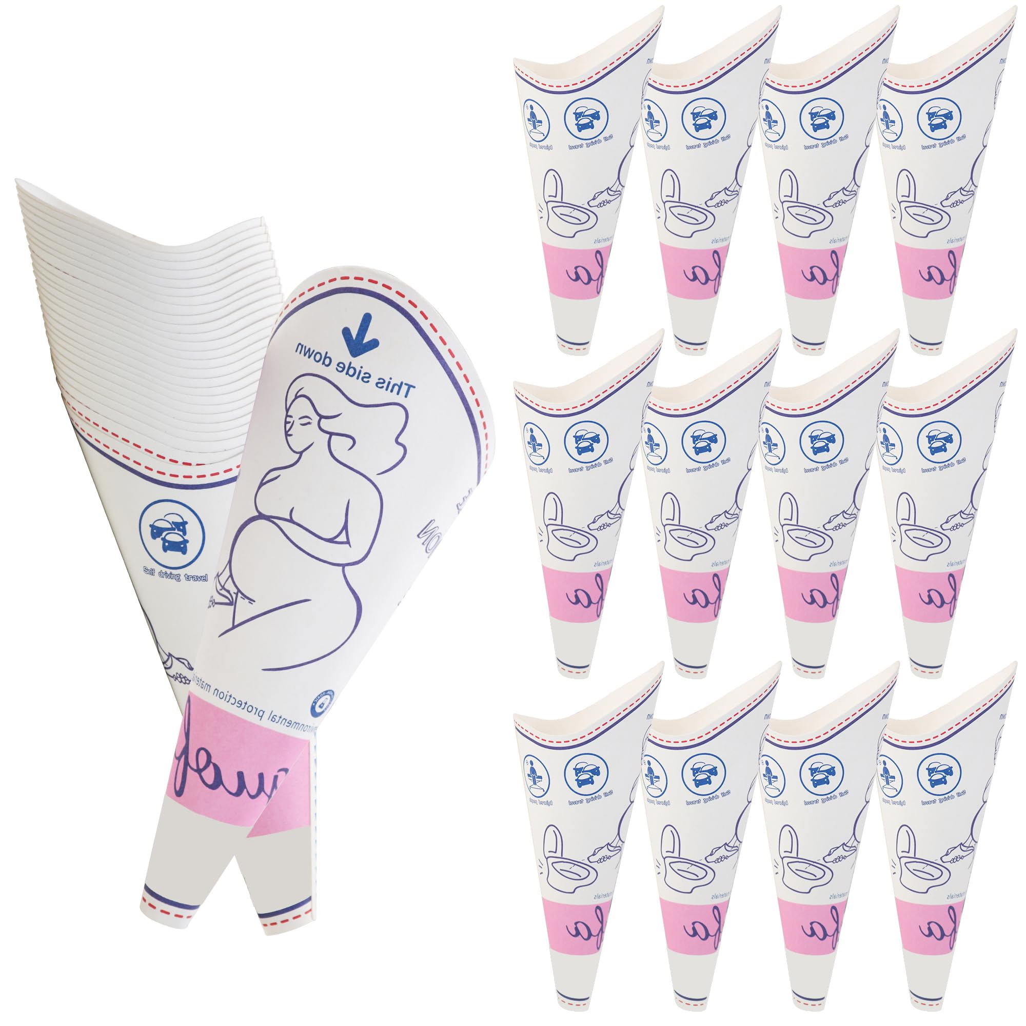 guofa Female Urinal, Disposable Urinal for Women Portable Urinal Standing up for Women Waterproof Paper Pee Funnel for Festival, Camping, Car, Hiking Essentials for Women (28PCS)