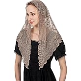 Wgior Triangle Vintage Inspired Lace Chapel Veils Catholic Mass Head Covering Scarf Mantilla Veils for Church