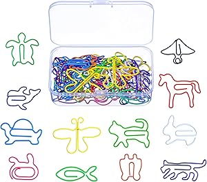Shappy Multicolor Paper Clips Creative Animal Shape for Bookmark Office School Notebook Agenda Pad, 12 Styles, 60 Pieces