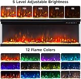 INMOZATA 60inch Electric Fireplace 3-Side Glass Recessed/Freestanding with 9 view 4