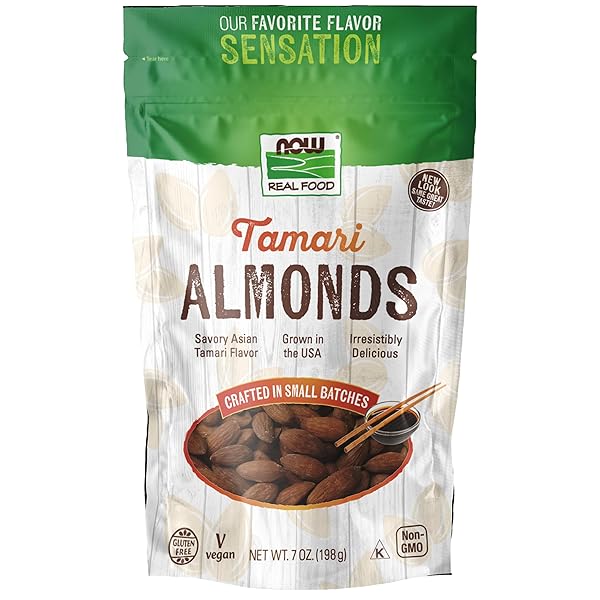 NOW FOODS, TAMARI ALMONDS, FLAVOR SENSATIONS, SAVORY ASIAN...