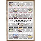 GKLTVB Baseball Stadiums Scratch Off Poster,Baseball Gifts for Men or Boy, All 30 Updated Major League Ballparks Posters,Base ball Room Decor,18x12 IN