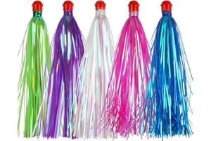 JSHANMEI Mylar Teaser Tail Fishing Teasers Lure 0.3oz Jig Head Saltwater Teaser Fishing Lures Mylar Flash Trolling Skirts Lures Bucktail Teasers for Ballyhoo Wahoo Kingfish Sea Bass