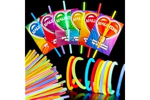 JOYIN 36 Packs Neon Valentines Day Gift Cards with Glow Stick Bracelets, Glow in the dark Necklaces for Valentine's Party Favor, Valentine Classroom Exchange Cards, Valentine School Prize