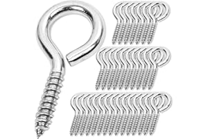 ACCZIO 40PCS 2.5 inches Screw Eyes M6 304 Stainless Steel Eye Screws, Heavy Duty Screw, Eye Hooks Screw Eye Bolts Eye Hooks Screw, Indoor & Outdoor Uses (40, M6-2.5inch)
