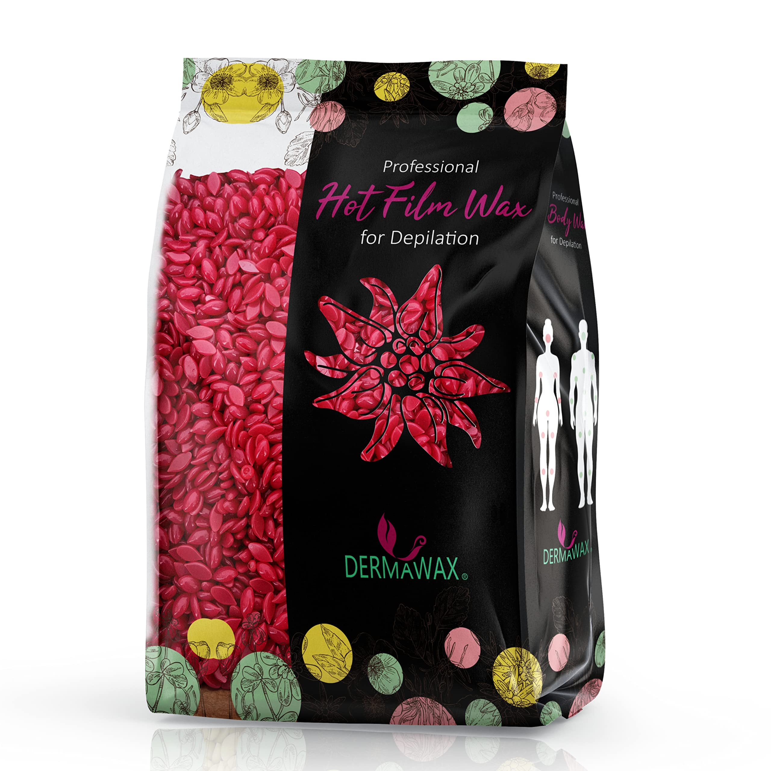 Hot Hard Wax Beads for Hair Removal, Rose Stripless Film Formula with Coconut Oil for Full Body Use, Face Legs Armpits Bikini Line, Professional Quality for Women and Men, Dermawax, Made in Italy, 1kg