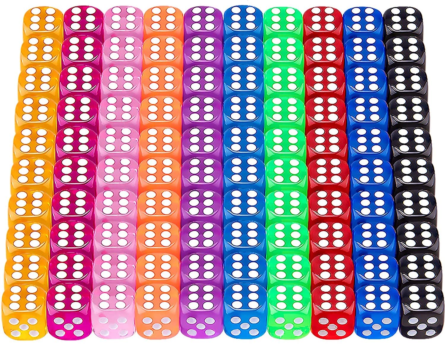 100 Pieces Dice,Game Dice Set,Acrylic Dice,Dice game 6 Sided Coloured Round Corner,10 for Tenzi, Farkle, Yahtzee, Bunco or Teaching Math