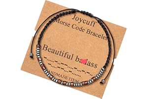 JoycuFF Inspirational Morse Code Bracelets for Men Women Mothers Day Birthday Christmas Gifts for Mom Mother Father Daughter Aunt Grandmother Jewelry Cord Wrap Memorial Graduation Bracelets